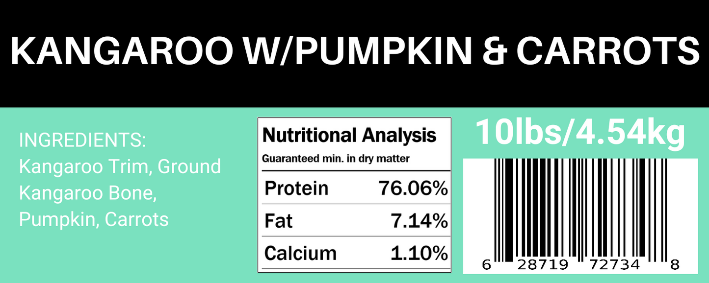 Kangaroo w/ Pumpkin & Carrots - 10LB Box